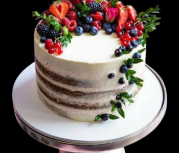 Chocolate naked cake with mix berry on top